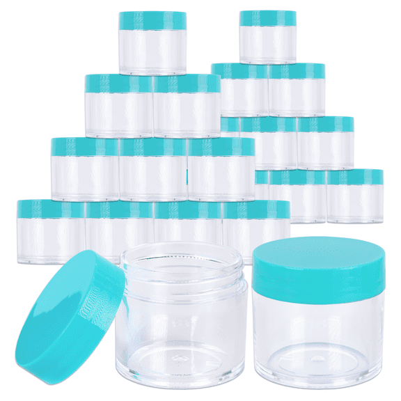Beauticom 24 Pieces 30G/30ML(1 Oz) Round Clear Plastic Container Jars with Flat Top Lid - 24 Jars
