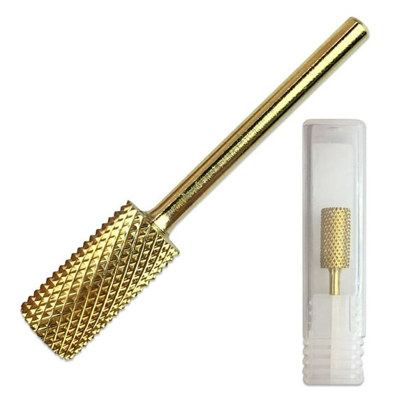 Beauticom 3/32" Flat Top Large Barrel Gold Carbide Nail Drill Bit - Fine Grit