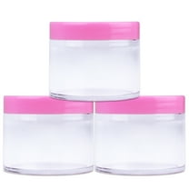 Beauticom 3 Jars High Quality 60 Gram/ML 2 Oz Thick Acrylic Sample Container Jars - BPA Free (Pink)