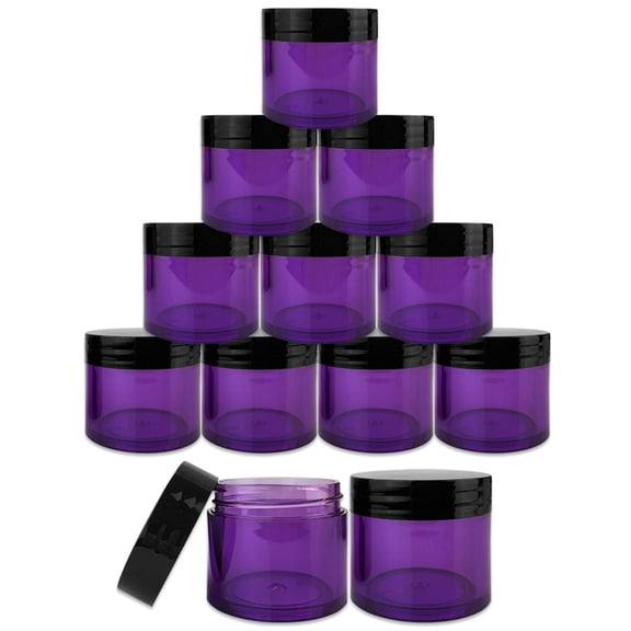 Beauticom 30 Pieces 30G/30ML(1 Oz) High Quality Thick Wall Round Clear Purple Plastic Container Jars with Flat Top Lid - 30 Jars