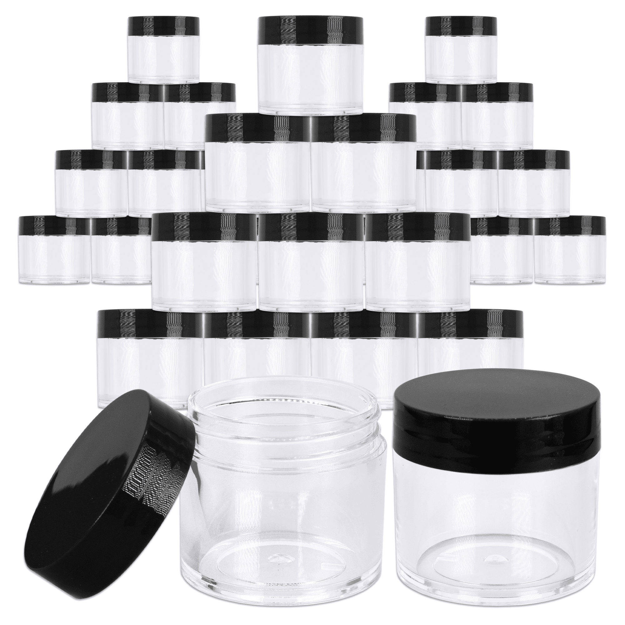 Beauticom 30 Pieces 30G/30ML(1 Oz) Round Clear Plastic Container Jars with Flat Top Lid - 30 Jars