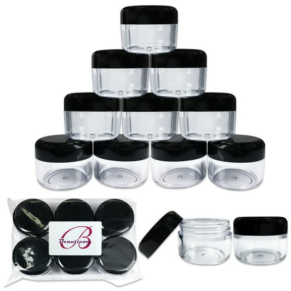Beauticom 300 Pieces 30G/30ML(1 Oz) Round Clear Plastic Container Jars with Rounded Edge Top Lid - 300 Jars