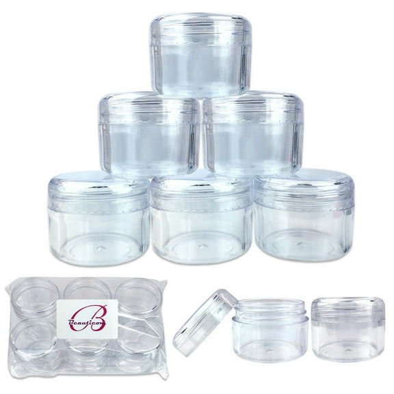 Beauticom 300 Pieces 30G/30ML(1 Oz) Round Clear Plastic Container Jars with Rounded Edge Top Lid - 300 Jars