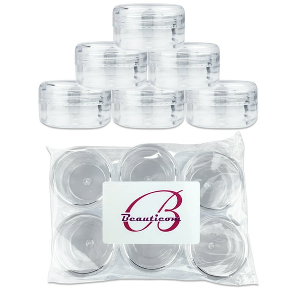 Beauticom 300 Pieces High Quality 15 Gram 15 ml (0.5 oz) Clear Round Plastic Makeup Cosmetic Travel Sample Jars (Clear Lids)