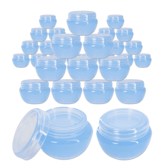 Beauticom 36 Jars 10G/10ML Round Oval Plastic Container Jars with Inner Liner and Lid (Blue)