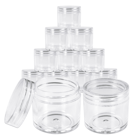 Beauticom 36 Pieces 30G/30ML(1 Oz) Round Clear Plastic Container Jars with Flat Top Lid - 36 Jars
