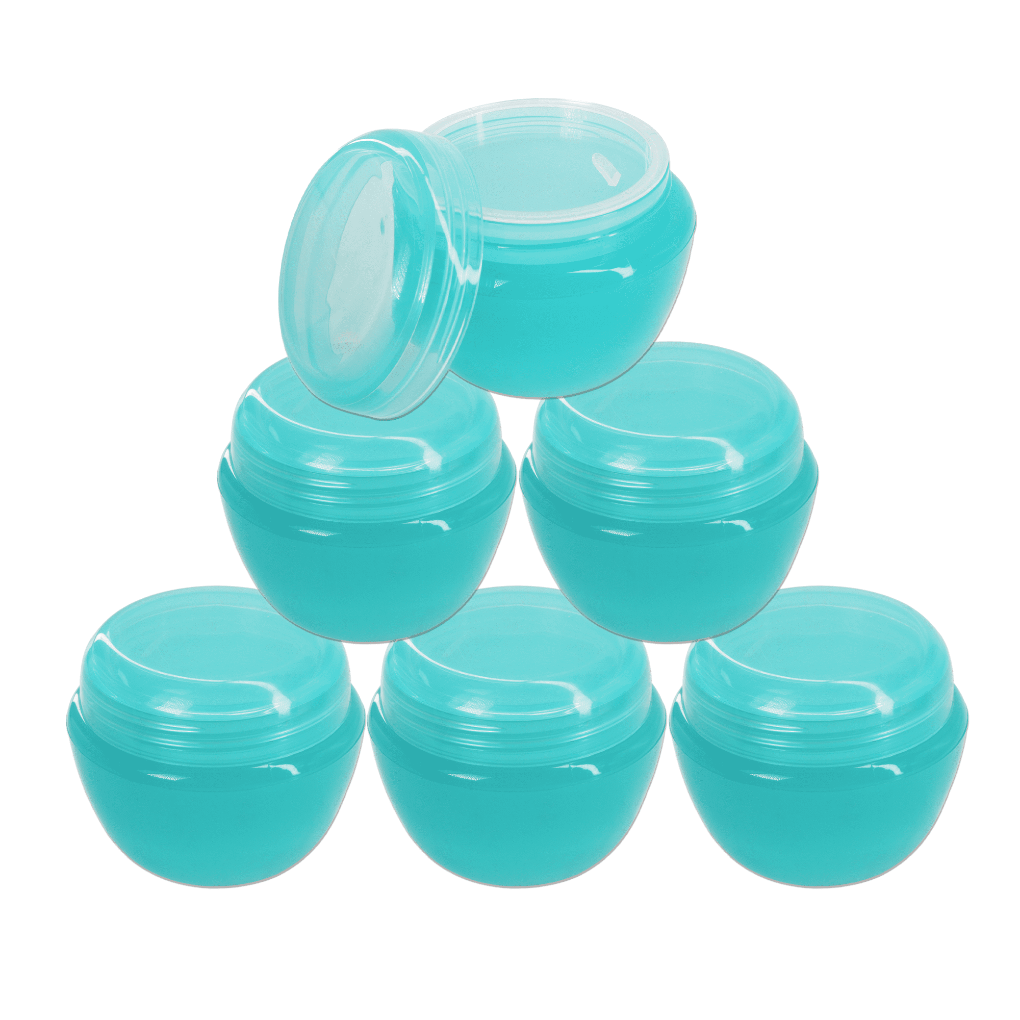Beauticom 6 Jars 50G/50ML Round Frosted Container Jars with Inner Liner and Lid - Teal