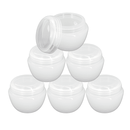Beauticom 6 Jars 50G/50ML Round Frosted Container Jars with Inner Liner and Lid - White