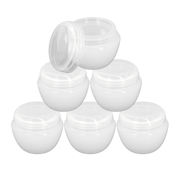 Beauticom 6 Jars 50G/50ML Round Frosted Container Jars with Inner Liner and Lid - White