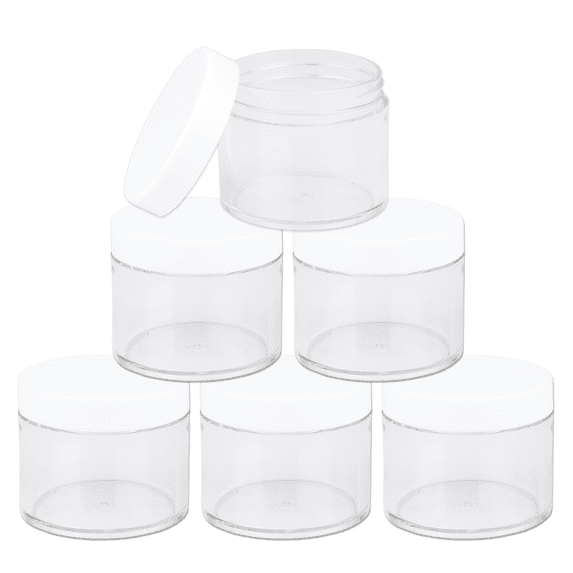 Beauticom 6 Jars High Quality 60 Gram/ML 2 Oz Thick Acrylic Sample Container Jars - BPA Free (White)