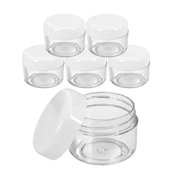 Beauticom 6 Pieces 30G/30ML(1 Oz) Round Clear Plastic Container Jars with Rounded Edge Top Lid - 6 Jars