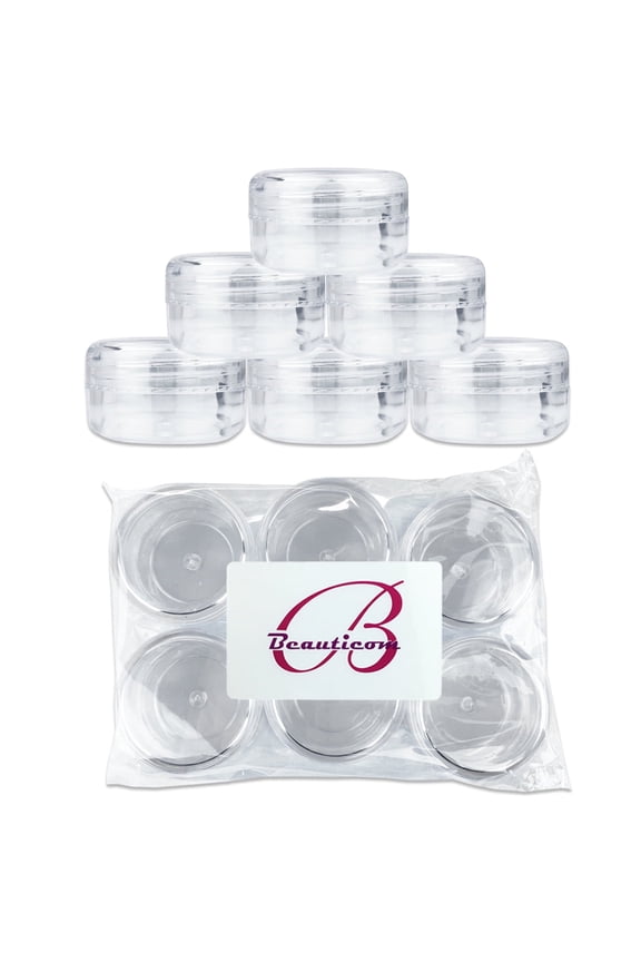 6 Pieces High Quality 15 Gram 15 ml (0.5 oz) Clear Round Plastic Makeup Cosmetic Travel Sample Jars - Clear Lids