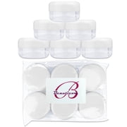 Beauticom 6 Pieces High Quality 15 Gram 15 ml 0.5 oz Clear Round Plastic Makeup Cosmetic Travel Sample Jars with White Lids