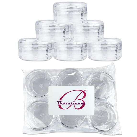 Beauticom 600 Pieces High Quality 15 Gram 15 ml (0.5 oz) Clear Round Plastic Makeup Cosmetic Travel Sample Jars (Clear Lids)