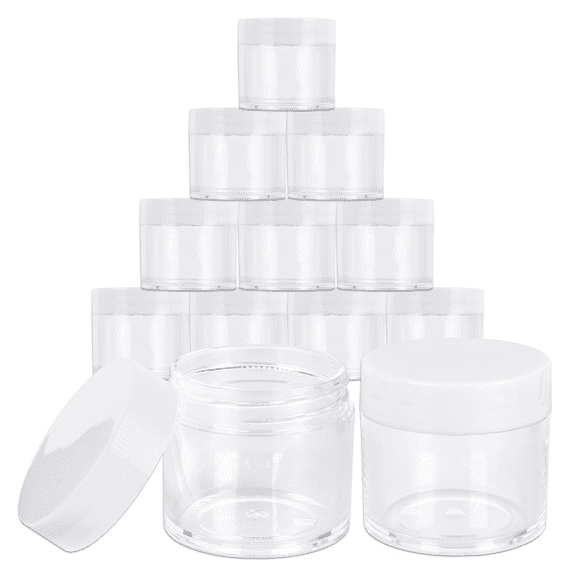 Beauticom 648 Pieces 30G/30ML(1 Oz) Round Clear Plastic Container Jars with Flat Top Lid - 648 Jars (1 Case)
