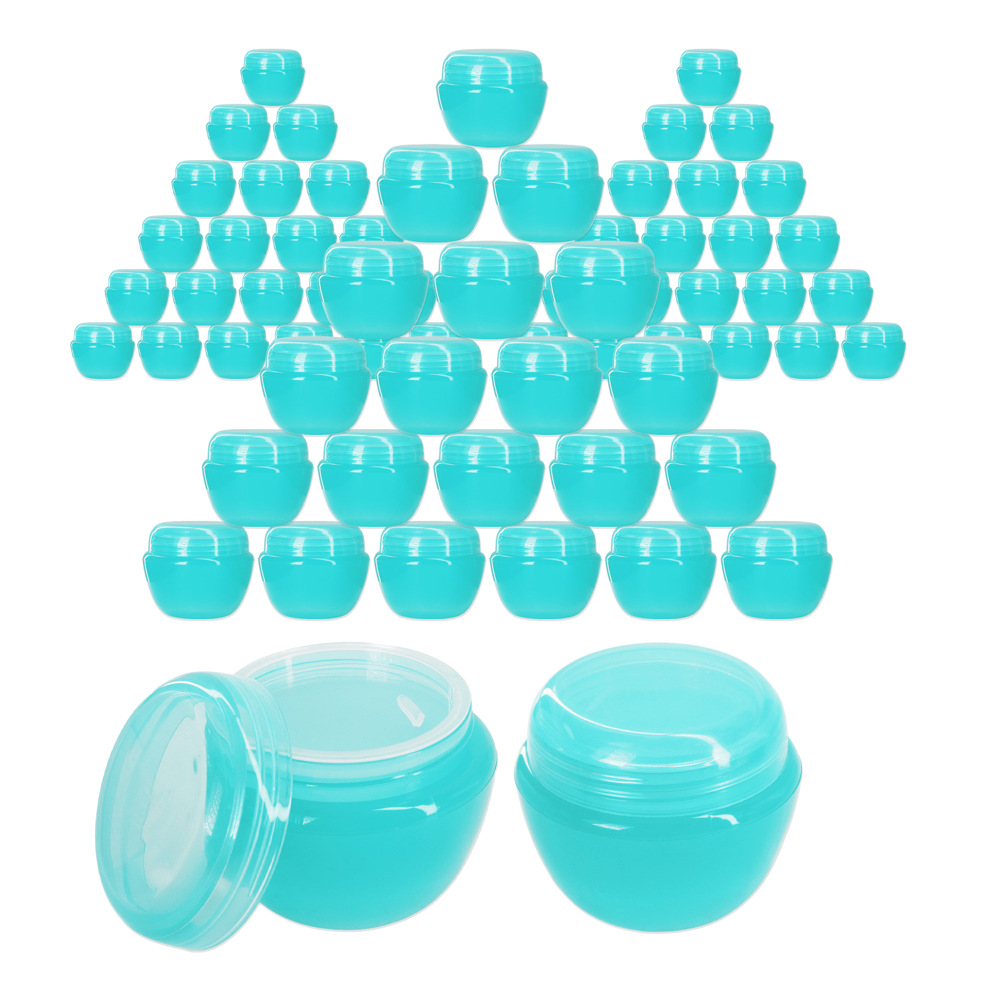 Beauticom 72 Jars 50G/50ML Round Frosted Container Jars with Inner Liner and Lid - Teal