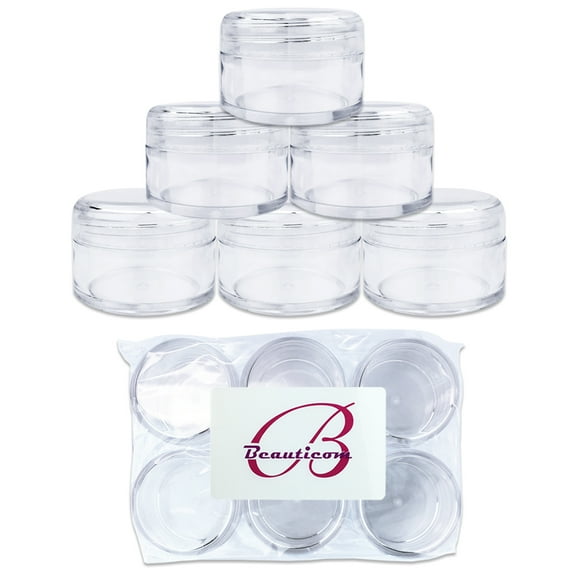 Beauticom 72 Pieces High Quality 20 Gram 20 ml (0.7 oz) Clear Round Acrylic Cosmetic Product Sample Travel Jars (Clear Lids)