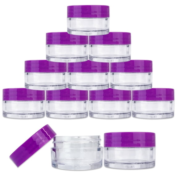 Beauticom 936 Pieces High Quality 20G/20ML Clear Round Acrylic Cosmetic Product Sample Travel Jars with Flat Top Lids (Purple)