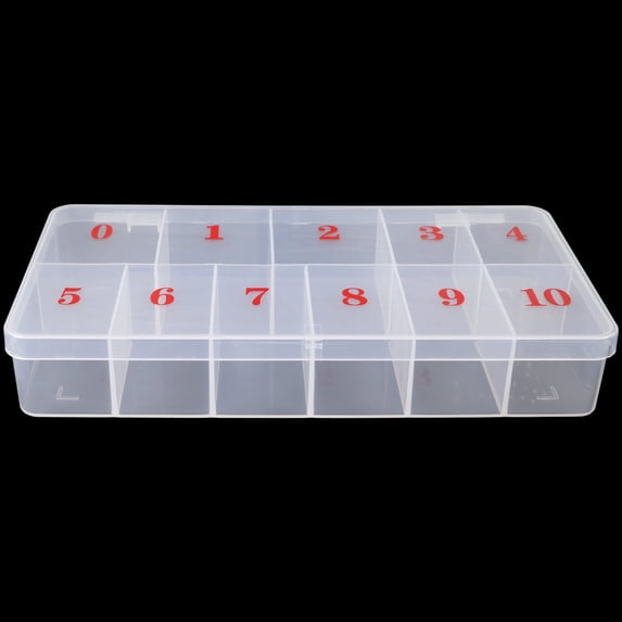 Beauticom Empty Large 11 Slot Acrylic Nail Art Tip Organizational Storage Box (FROSTED, Labeled 0 to 10)
