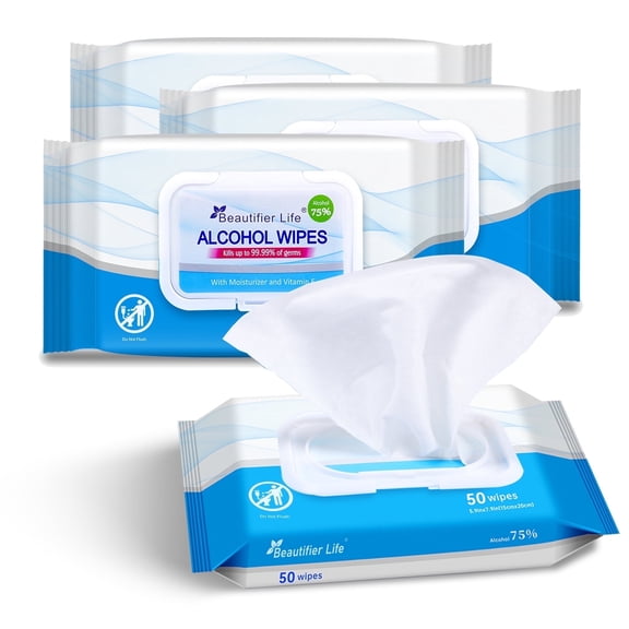 Beautifier Life Wet Wipes - Hand Wipes with Aloe, Vitamin E and Moisturizer, 4 Pack, 200 Counts in Total