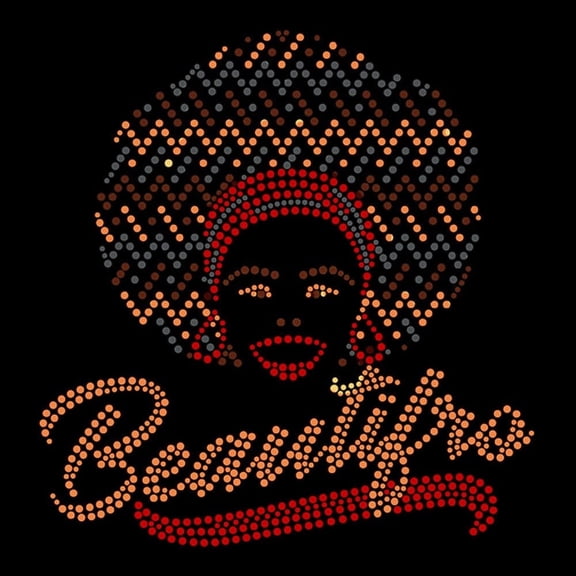 Beautifro Afro Lady Iron-on Rhinestud Transfer by JCS Rhinestones