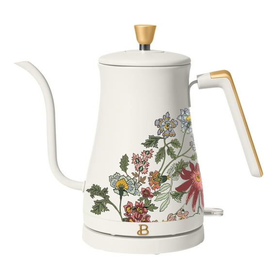 Beautiful 1-Liter Electric Gooseneck Kettle 1200 W, Wildflower White Icing by Drew Barrymore