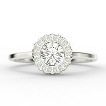 Beautiful 1.10 Carat Round Cut Antique Diamond Moissanite Engagement Ring, Floral Halo Wedding Ring in Silver With 18k White Gold Plating, Gift For Her, Promise Ring, Anniversary Gift