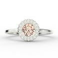 thumbnail image 1 of Beautiful 1.10 Carat Round Cut Antique Morganite And Diamond Moissanite Engagement Ring, Floral Halo Wedding Ring In Silver With 18K White Gold Plating, Gift For Her, Promise Ring, Anniversary Gift, 1 of 3