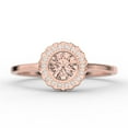 thumbnail image 1 of Beautiful 1.10 Carat Round Cut Antique Morganite And Diamond Moissanite Engagement Ring, Floral Halo Wedding Ring in Silver With 18k Rose Gold Plating, Gift For Her, Promise Ring, Anniversary Gift, 1 of 3
