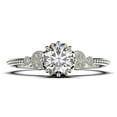 thumbnail image 1 of Beautiful 1.25 Carat Round Cut Diamond Moissanite Floral Engagement Ring, Antique Wedding Ring in 10k Solid White Gold, Gift For Her In Festival Time, Promise Ring, Anniversary Ring, 1 of 3