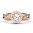 thumbnail image 1 of Beautiful 1.60 Carat Round Cut Diamond Moissanite Engagement Ring, Floral Halo Wedding Ring, One Matching Band In 18K Rose Gold Plating, Bridal Rings, Gift For Her,Promise Ring, 1 of 4