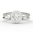thumbnail image 1 of Beautiful 1.60 Carat Round Diamond Moissanite Engagement Ring, Floral Halo Wedding Ring, One Matching Band in 18k White Gold Plating, Bridal Rings, Gift For Her, Promise Ring, 1 of 4