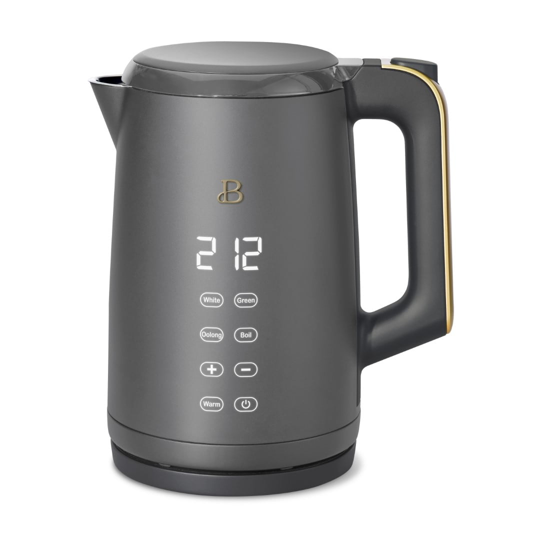 Beautiful 1.7-Liter Electric Kettle 1500 W with One-Touch Activation, Oyster Gray by Drew Barrymore