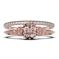 thumbnail image 1 of Beautiful 1.75 Carat Round Cut Morganite And Diamond Moissanite Floral Engagement Ring, Antique Wedding Ring, One Matching Band in 925 Sterling Silver With 18k Rose Gold Plating, Gift For Her, 1 of 3