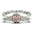thumbnail image 1 of Beautiful 1.75 Carat Round Cut Morganite And Diamond Moissanite Floral Engagement Ring, Antique Wedding Ring, One Matching Band in 925 Sterling Silver With 18k White Gold Plating, Gift For Her, 1 of 3