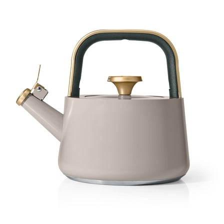 Beautiful 1.8L Ceramic Non-Stick Stovetop Tea Kettle, Porcini Taupe by Drew Barrymore