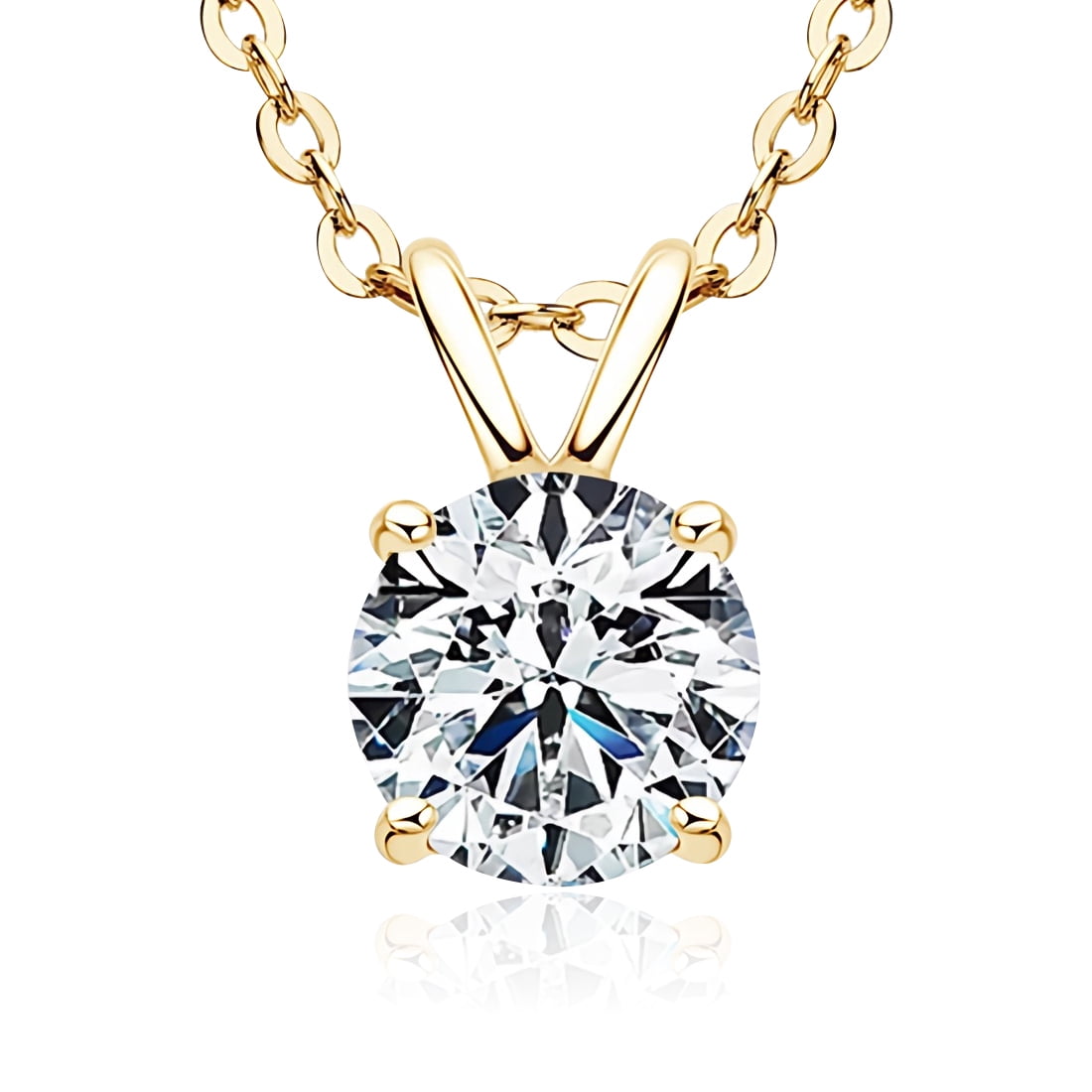 Two-Tone 1 Carat Moissanite Round Pendant Necklace