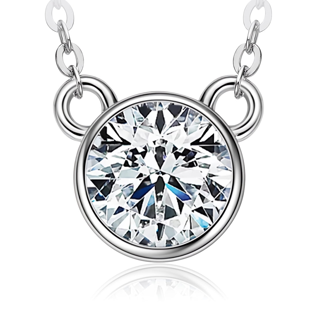 FANCIME Round Birthstone Necklace For Women - S925 Sterling Silver Cubic Zirconia Pendant, Gift For Mom