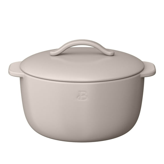 Beautiful 1 QT Stoneware Covered Casserole Dish, Porcini Taupe by Drew Barrymore