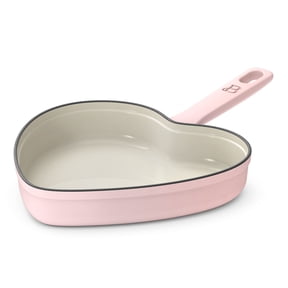 Beautiful 10 Enameled Cast Iron Heart Skillet, Pink Champagne by Drew Barrymore