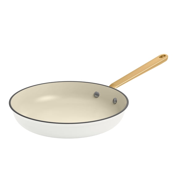 Beautiful 10-Inch Cast Enamel Fry Pan, White Icing by Drew Barrymore