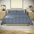 thumbnail image 1 of Beautiful 100% Cotton Striped 3-Piece Starry Night Blue Comforter Set, Full/Queen by Drew Barrymore, 1 of 6