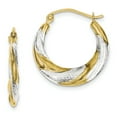 thumbnail image 1 of Beautiful 10K & Rhodium Twist Hollow Hoop Earrings, 1 of 2