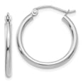 thumbnail image 1 of Beautiful 10K White Gold Polished 2mm Tube Hoop Earrings, 1 of 1