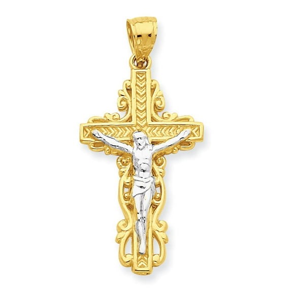Beautiful 10K w/ Rhodium Crucifix Pendant