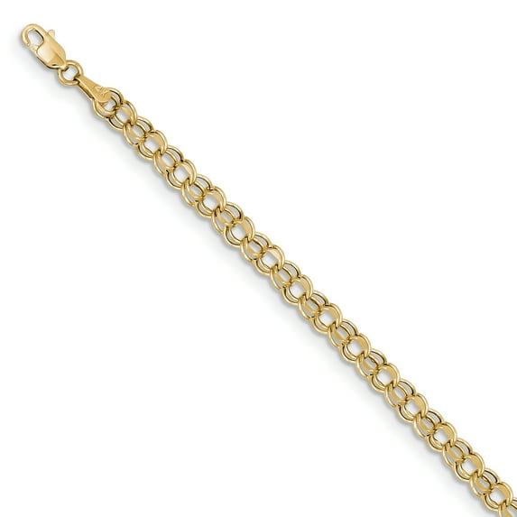 Beautiful 10k 7in 4.5mm Hollow Double Link Charm Bracelet