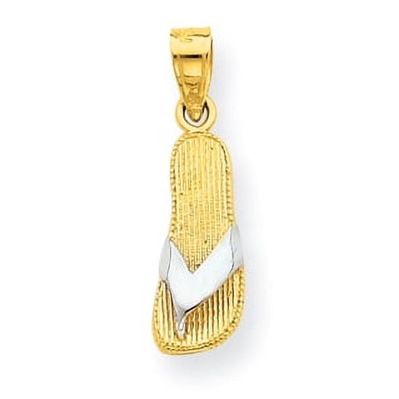 Beautiful 10k & Rhodium Flip Flop Charm
