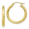 thumbnail image 1 of Beautiful 10k Satin & Diamond-cut 3mm Round Hoop Earrings, 1 of 1