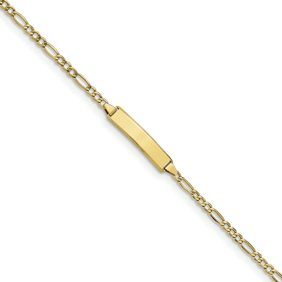 Beautiful 10k Semi-solid Figaro Link ID Bracelet