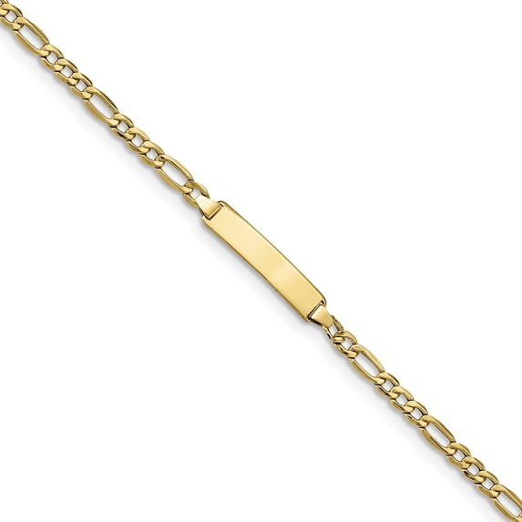 Beautiful 10k Semi-solid Figaro Link ID Bracelet